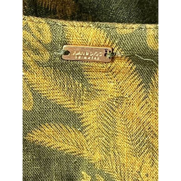 JUAN DE DIOS Sz M/L Ermita Wrap Around Midi Dress Green Palms Linen - Picture 3 of 16